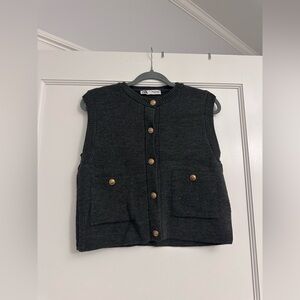 Zara Charcoal Knit Sweater Vest